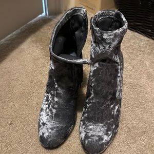 Bamboo Gray Velvet Booties